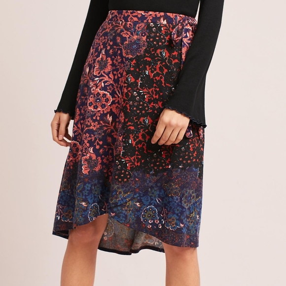Anthropologie Dresses & Skirts - Anthropologie Maeve Floral Knit Wrap Skirt